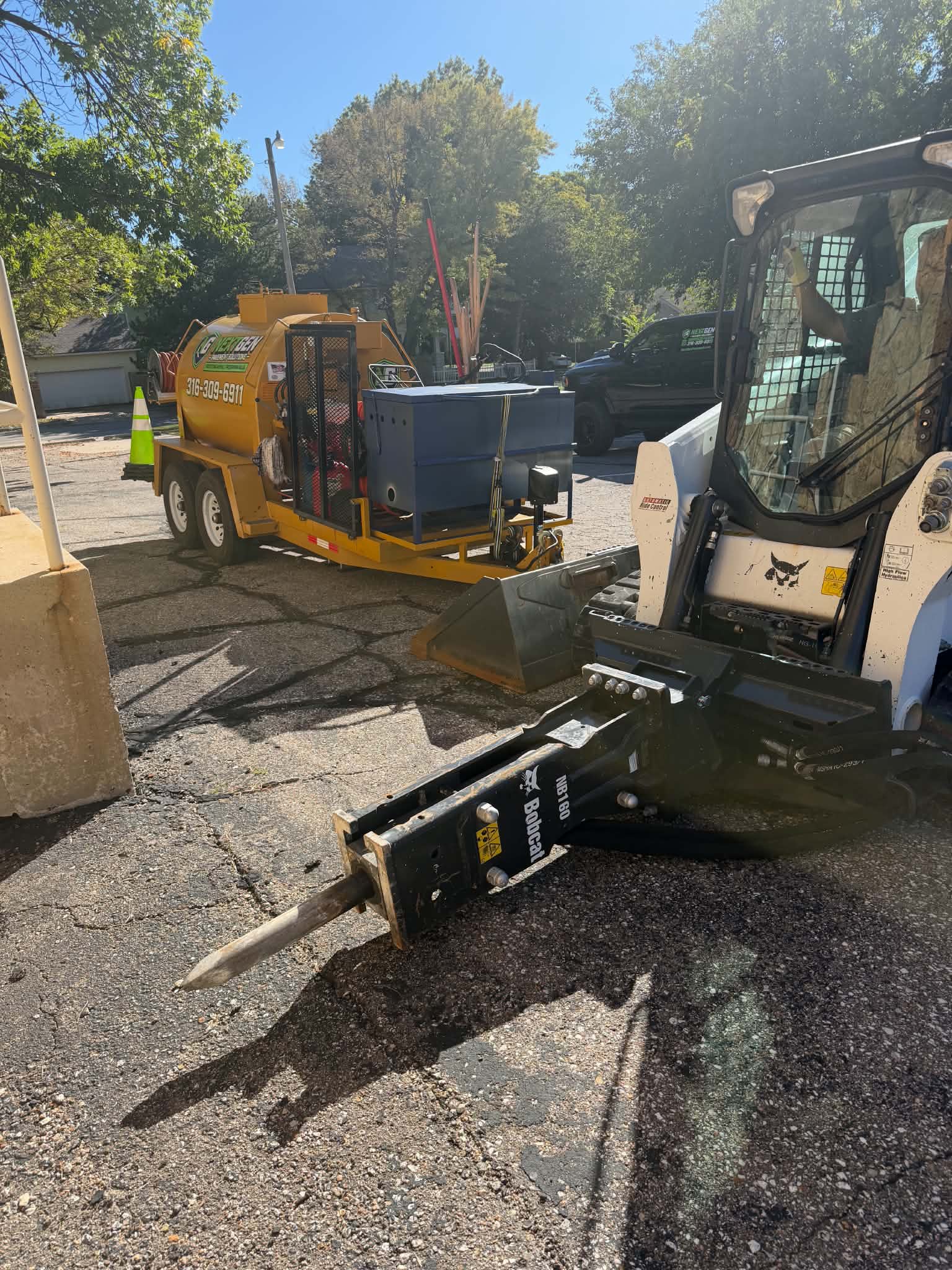 College Hill Pediatrics | Asphalt Repair & Sealcoating in Wichita Equipment setup used for pavement maintenance at College Hill Pediatrics